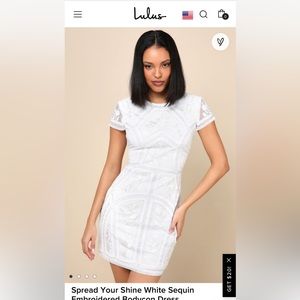 Spread Your Shine White Sequin Embroidered Bodycon Dress